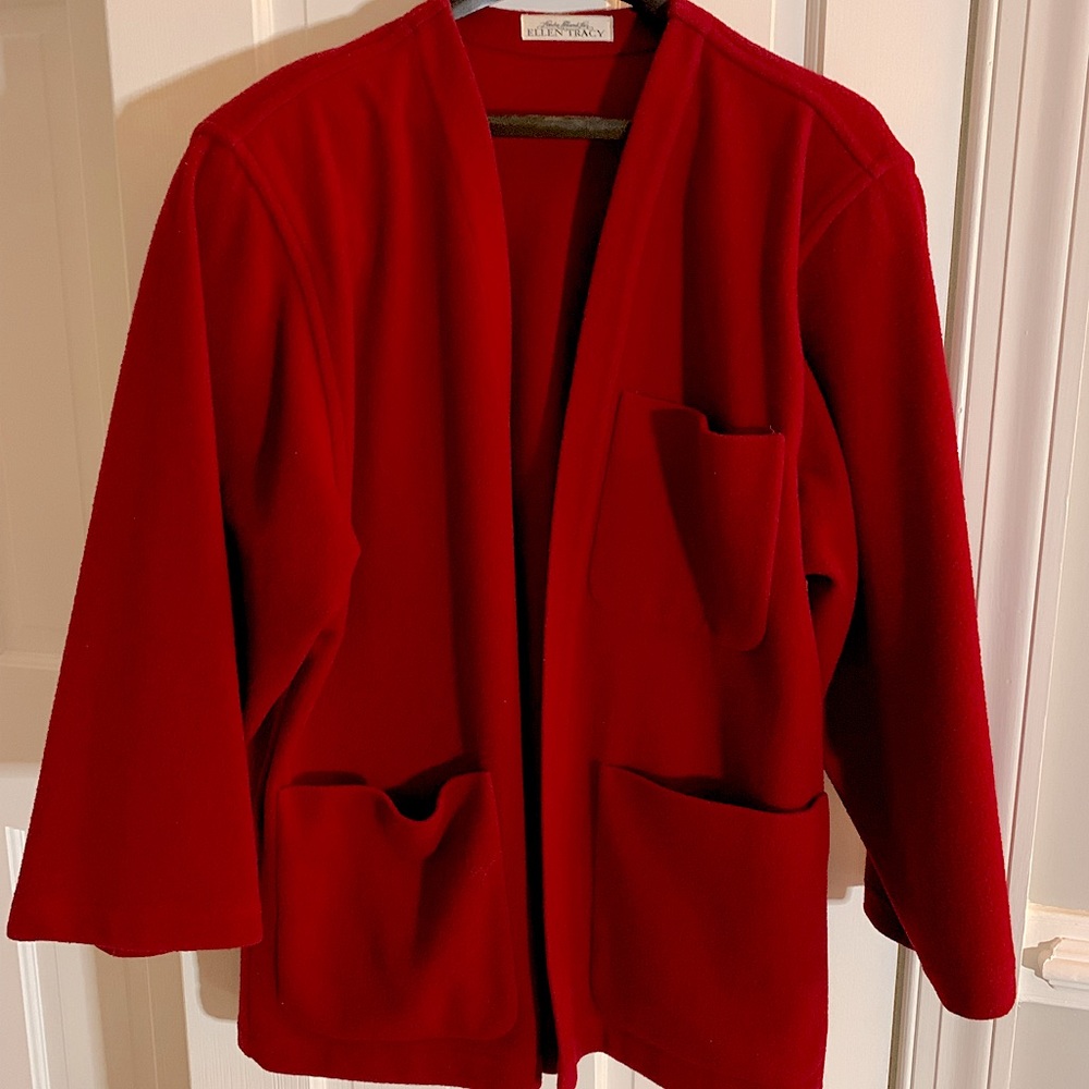 Ellen Tracey wool blazer/coat Womens L, red